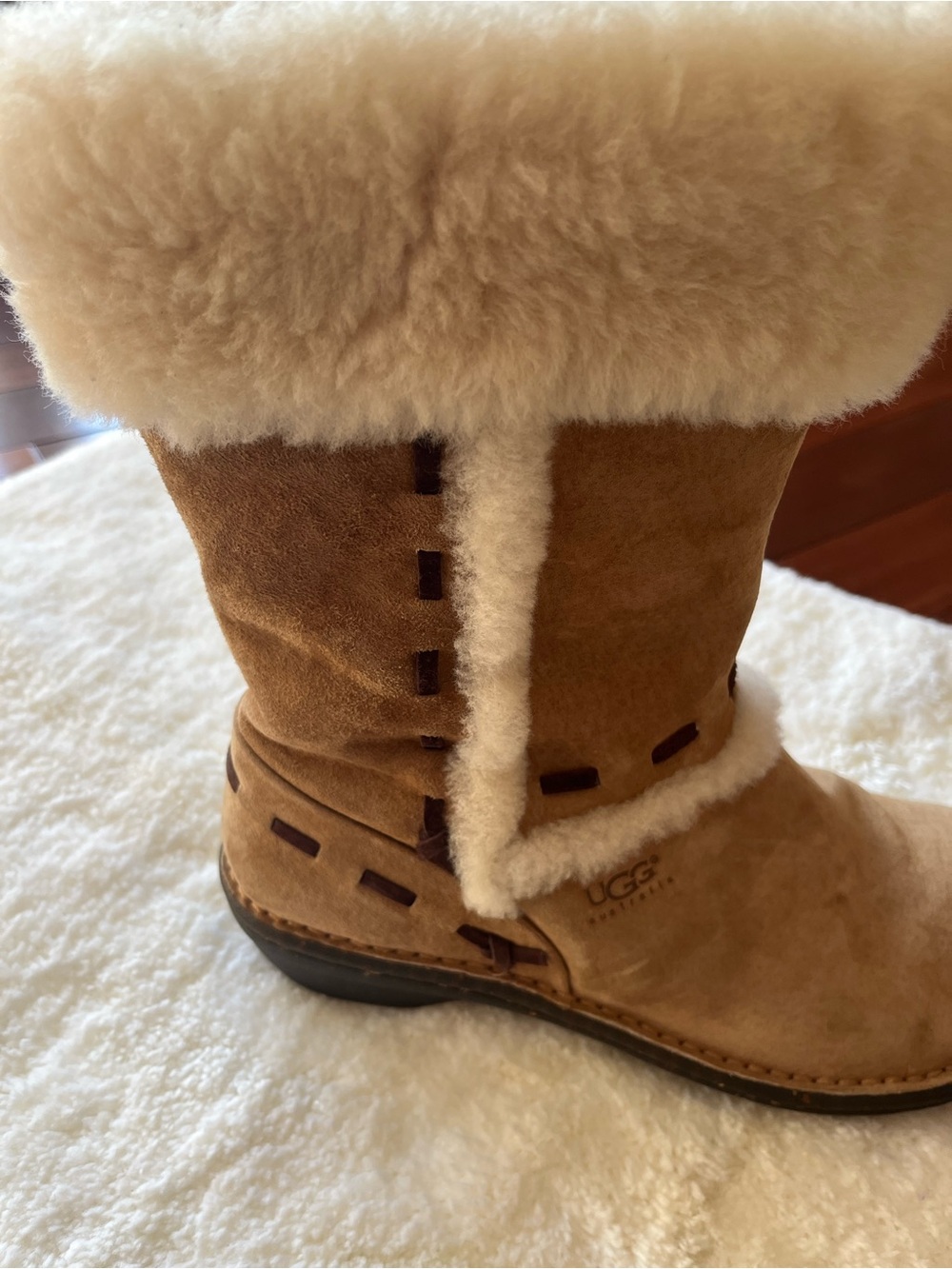 UGG Chestnut Suede Shearling Mid-Calf Boot